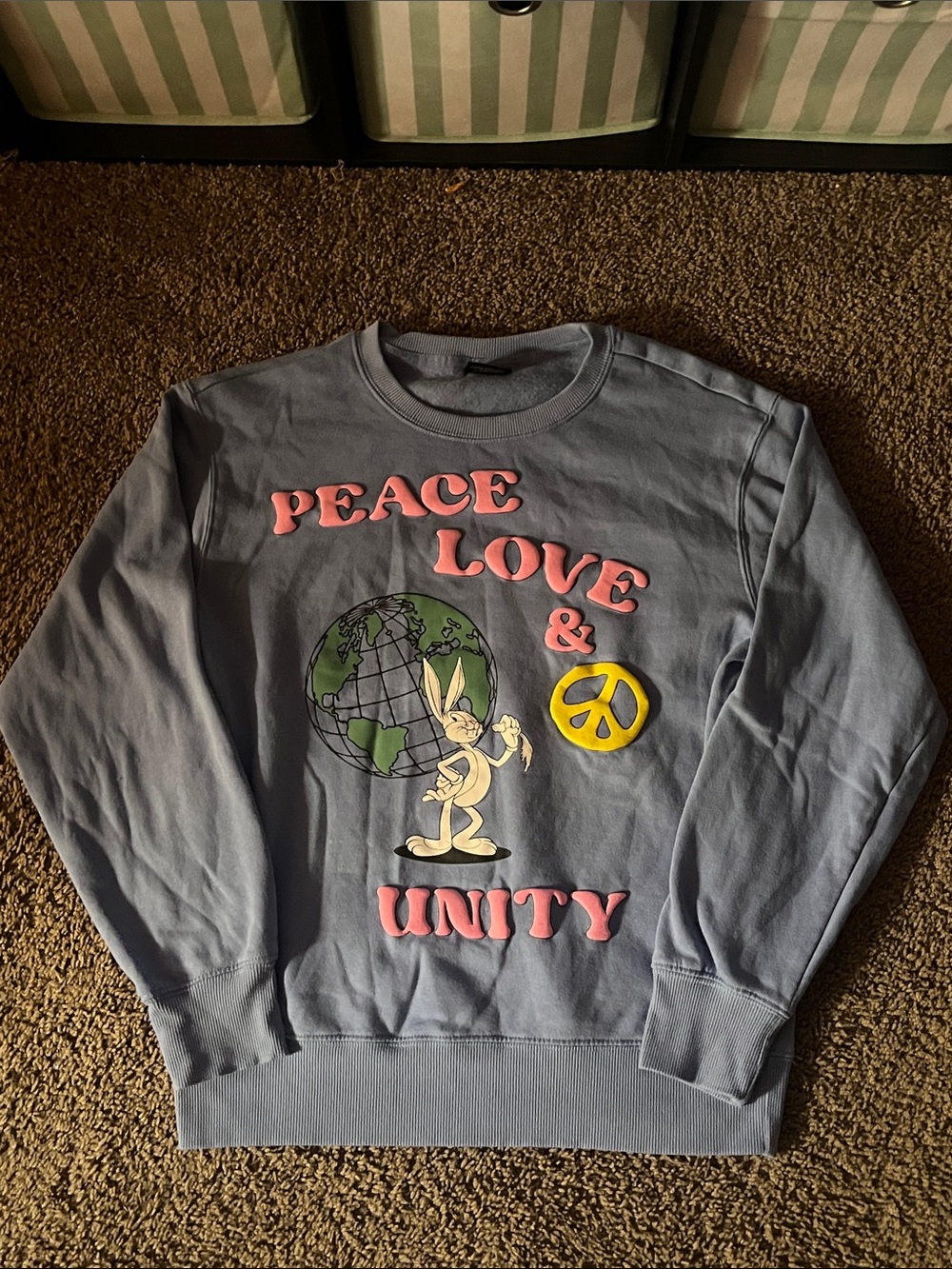 Peace Love & Unity Graphic Crewneck Sweatshirt - Dusty Blue